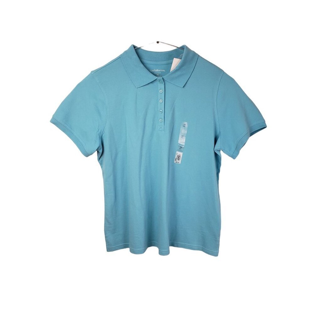 Croft & Barrow NWT light blue women's stretch polo. size 1X